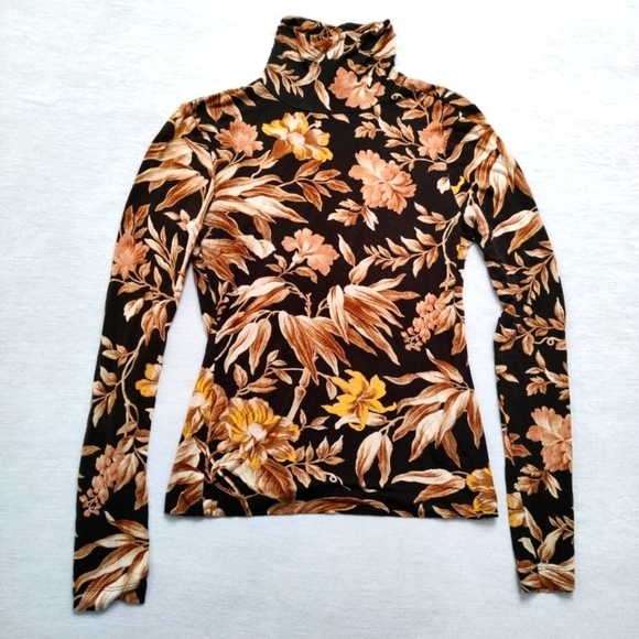 H&M Women's Floral Long Sleeve Top Sz XS Bohemian Fall Feminine Bodycon Cottage - Picture 7 of 7